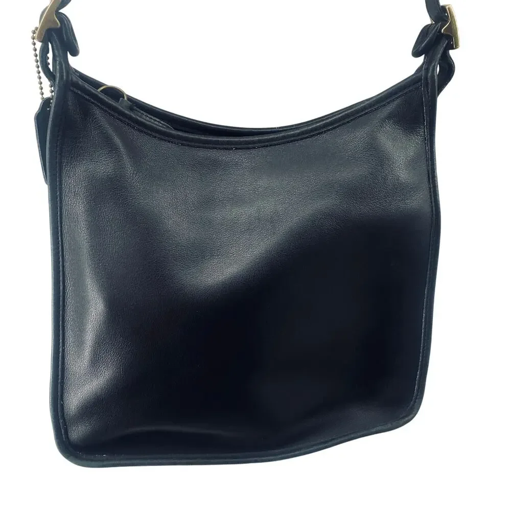Vintage Coach Andrea Slim Hobo Shoulder Bag Zip Top 9073 Black Gold Womens